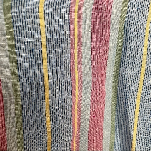 Frame Stripe High/Low Linen Shirt In Purple Multi S - Picture 16 of 16